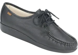 Siesta Black Leather Lace-Up Loafer