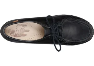 Siesta Black Leather Lace-Up Loafer