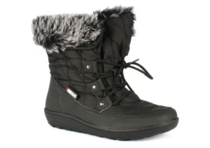 Snowflake Black Lace-up Winter Boot