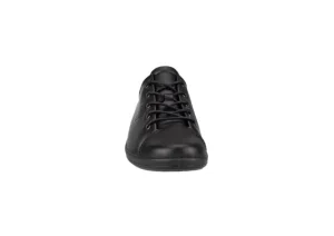 Soft 2.0 Black Leather Black Sole Lace-Up Sneaker