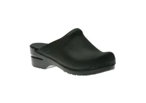 Sonja Black Oiled Leather Clog