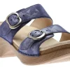 Sophie Blue Metallic Leather Slide Sandal