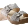Sophie Ivory Metallic Leather Slide Sandal