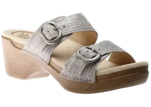 Sophie Ivory Metallic Leather Slide Sandal