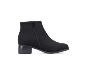 Stretch Black Zipper Water-Resistant Ankle Boot