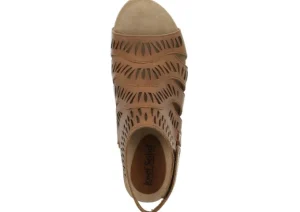 Sunny 02 Nut Brown Perforated Cutout Leather Heel Sandal