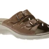 Taupe Double Strap Buckle Slide Wedge Sandal