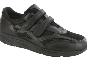 TMV Black Leather Mesh Walking Shoe
