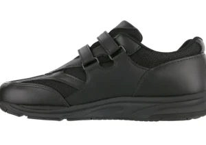 TMV Black Leather Mesh Walking Shoe