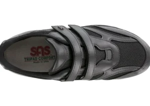 TMV Black Leather Mesh Walking Shoe