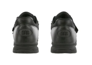 TMV Black Leather Mesh Walking Shoe
