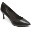 Total Motion Black Leather Pointed Toe Heel Dress Pump