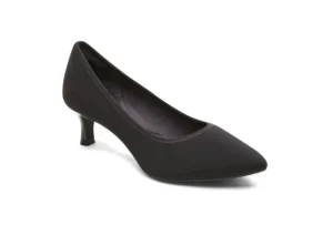 Total Motion Kaiya Black Elastic Kitten Heel Pointed Toe Dress Pump