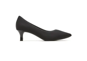 Total Motion Kaiya Black Elastic Kitten Heel Pointed Toe Dress Pump