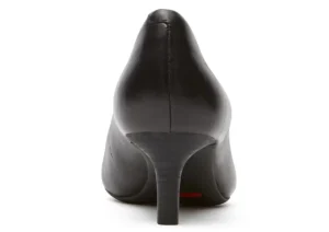 Total Motion Kalila Black Leather Kitten Heel Pointy Toe Dress Pump