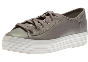 Triple Kick Grey Iridescent Leather Lace-Up Platform Sneaker