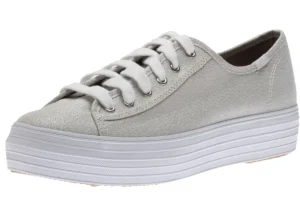 Triple Kick Silver Lace-Up Platform Tennis Sneaker