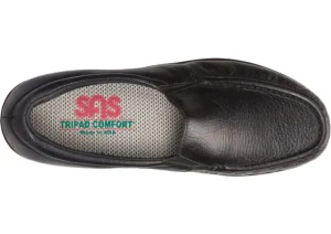 Twin Black Leather Slip-On Loafer