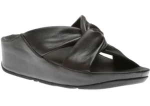 Twiss Black Leather Slide Sandal