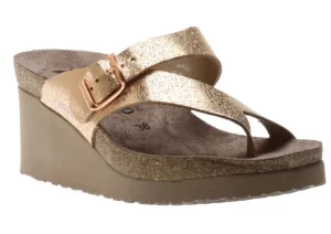 Tyfanie Copper Leather Slip-On Wedge Heel Sandal