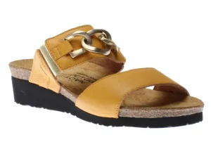 Victoria Marigold Yellow Leather Embellished Slide Sandal