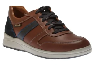 Vito Chesnut Brown Navy Leather Lace-Up Sneaker
