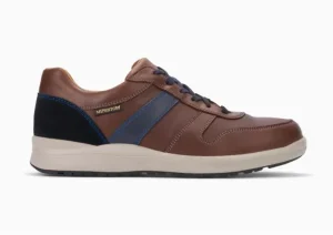 Vito Chesnut Brown Navy Leather Lace-Up Sneaker