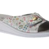 White Floral Slide Wedge Sandal