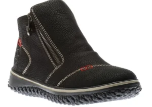 Wildebuk Black Double Zipper Ankle Boot