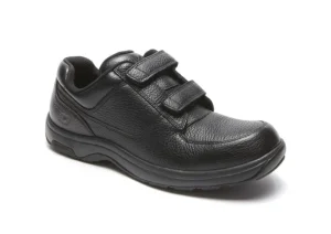 Winslow Black Leather Two-Strap Hook & Loop Oxford Shoe