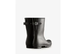 Women's Black Short Back Adjustable Rain Boots