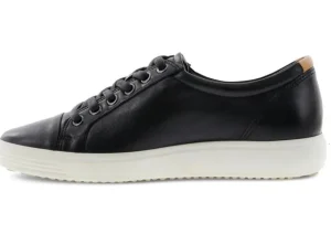 Women's Soft 7 Black Leather Lace-Up Sneaker