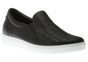 Women's Soft 7 Woven Black Leather Slip-On Sneaker