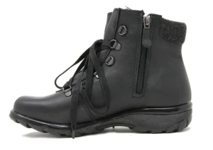 Yukon Black Leather Lace-Up Winter Ankle Boot