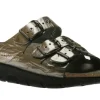 Zach Grey Metallic Leather Slide Sandal