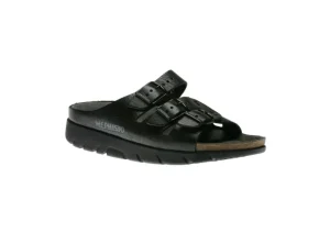Zach Unisex Black Leather Slide Sandal