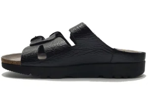 Zach Unisex Black Leather Slide Sandal