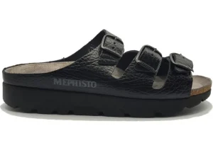 Zach Unisex Black Leather Slide Sandal