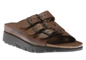 Zach Unisex Brown Scratch Leather Slide Sandal